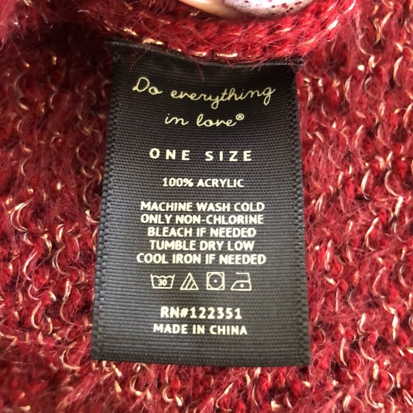 Anthropologie Wine Colored Poncho with Gold  Thread - Picture 3 of 3